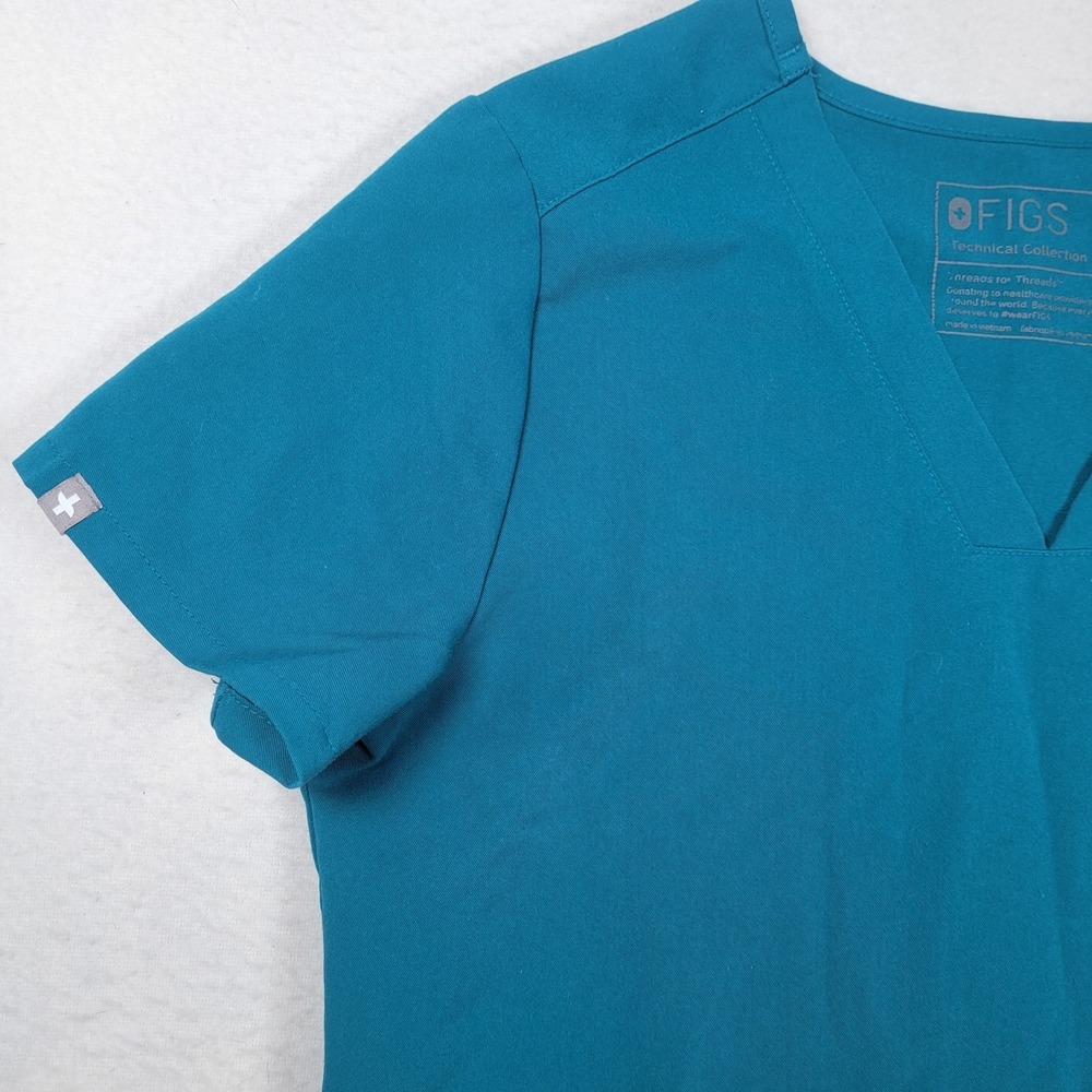 FIGS Casma 3 Pocket V-Neck Scrub Top Teal Blue Women XXS FW1100 - Picture 3 of 9
